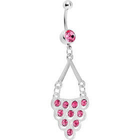 Pink Gem Lavish Lace Cascade Dangle Belly Ring