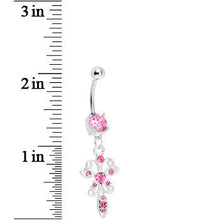 Pink Gem Filigree Carrier Butterfly Belly Ring