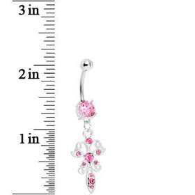 Pink Gem Filigree Carrier Butterfly Belly Ring