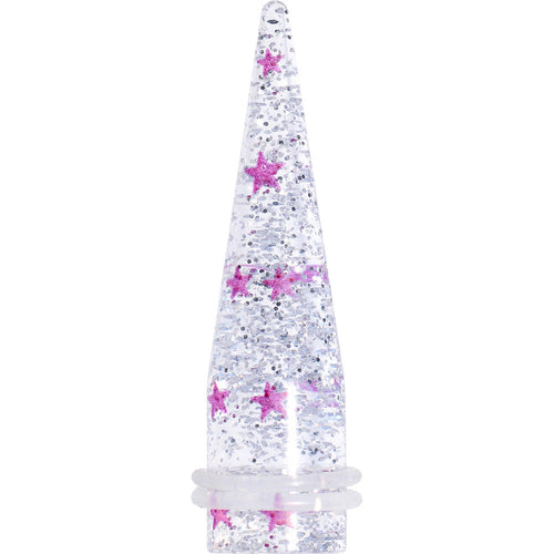 9/16 Clear Acrylic Glitter Purple Star Confetti Taper