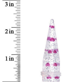 5/8 Clear Acrylic Glitter Purple Heart Confetti Taper