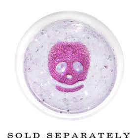0G Clear Acrylic Glitter Purple Skull Confetti Taper