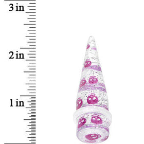 5/8 Clear Acrylic Glitter Purple Skull Confetti Taper