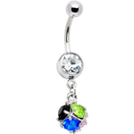 Clear Gem Multi Stone Twig Sphere Belly Ring