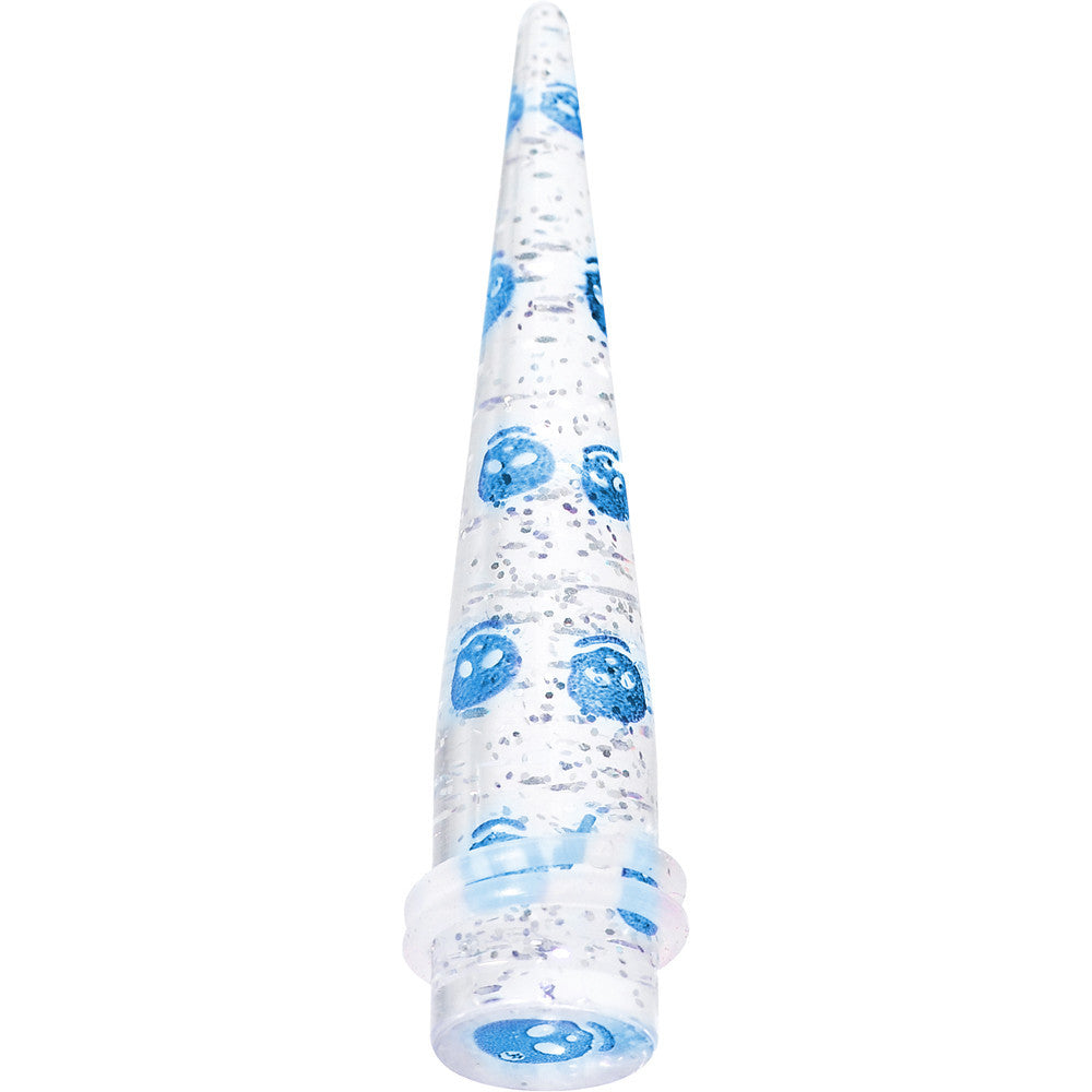 00G Clear Acrylic Glitter Blue Skull Confetti Taper