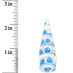 5/8 Clear Acrylic Glitter Blue Skull Confetti Taper