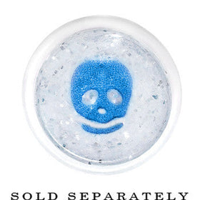 5/8 Clear Acrylic Glitter Blue Skull Confetti Taper