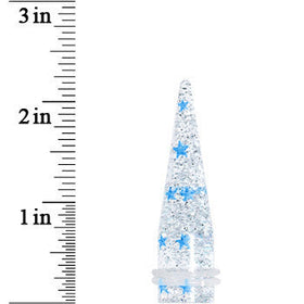 9/16 Clear Acrylic Glitter Blue Star Confetti Taper