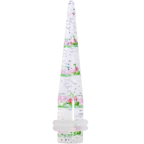 0G Clear Acrylic Glitter Pink Cherry Confetti Taper