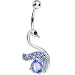 Blue Gem Graceful Paved Swan Belly Ring