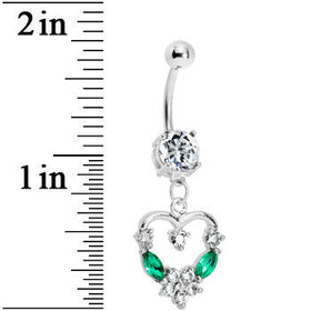 Crystalline Gem Heart Wreath Belly Ring