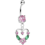 Pale Pink Gem Heart Wreath Belly Ring