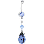 Blue Gem Lovely Ladybug Bead Dangle Belly Ring