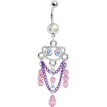Aurora Gem Purple Chain Dangle Chandelier Belly Ring