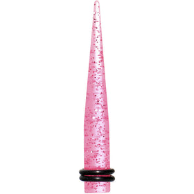 0G Pink Acrylic Silver Glitter Taper