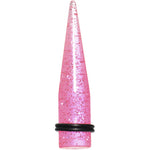 9/16 Pink Acrylic Silver Glitter Taper