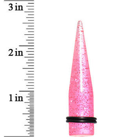 9/16 Pink Acrylic Silver Glitter Taper