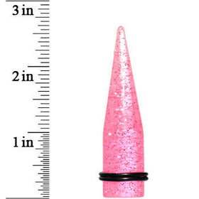 5/8 Pink Acrylic Silver Glitter Taper