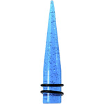 1/2 Blue Acrylic Silver Glitter Taper