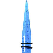 1/2 Blue Acrylic Silver Glitter Taper