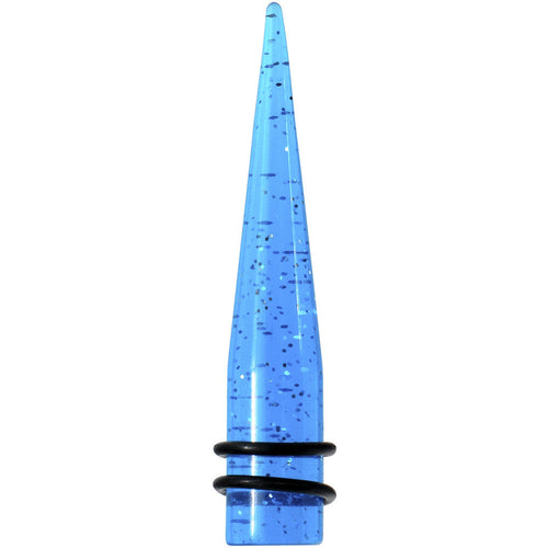 1/2 Blue Acrylic Silver Glitter Taper