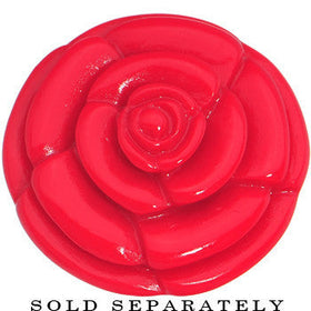 7/8 Red Blooming Rose Flower Single Flare Plug