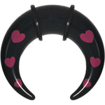 1/2 Black Acrylic Pink Hearts Buffalo Taper