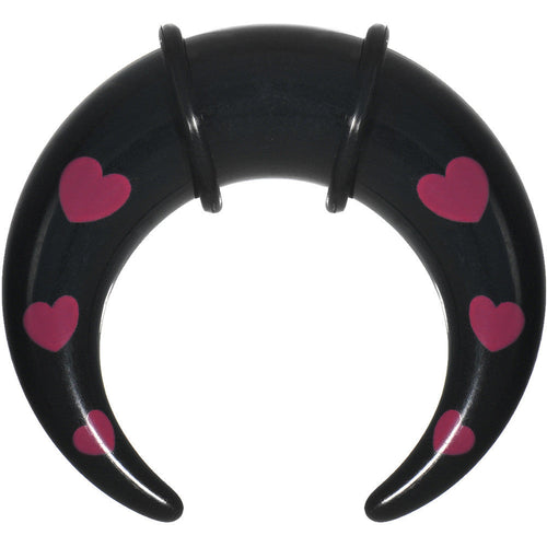 1/2 Black Acrylic Pink Hearts Buffalo Taper
