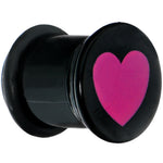 5/8 Black Acrylic Pink Heart Single Flare Plug