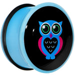 18mm Blue Acrylic Heart Owl Single Flare Plug