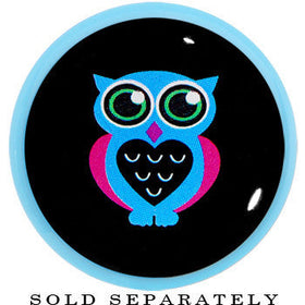 24mm Blue Acrylic Heart Owl Single Flare Plug