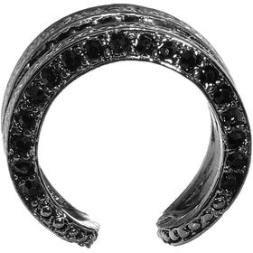 Hammered Black Gem Adjustable Ring