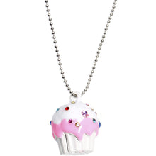 White Frosting Gem Cupcake Necklace