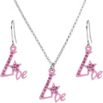 Pink Star Live Dangle Necklace and Earring Set