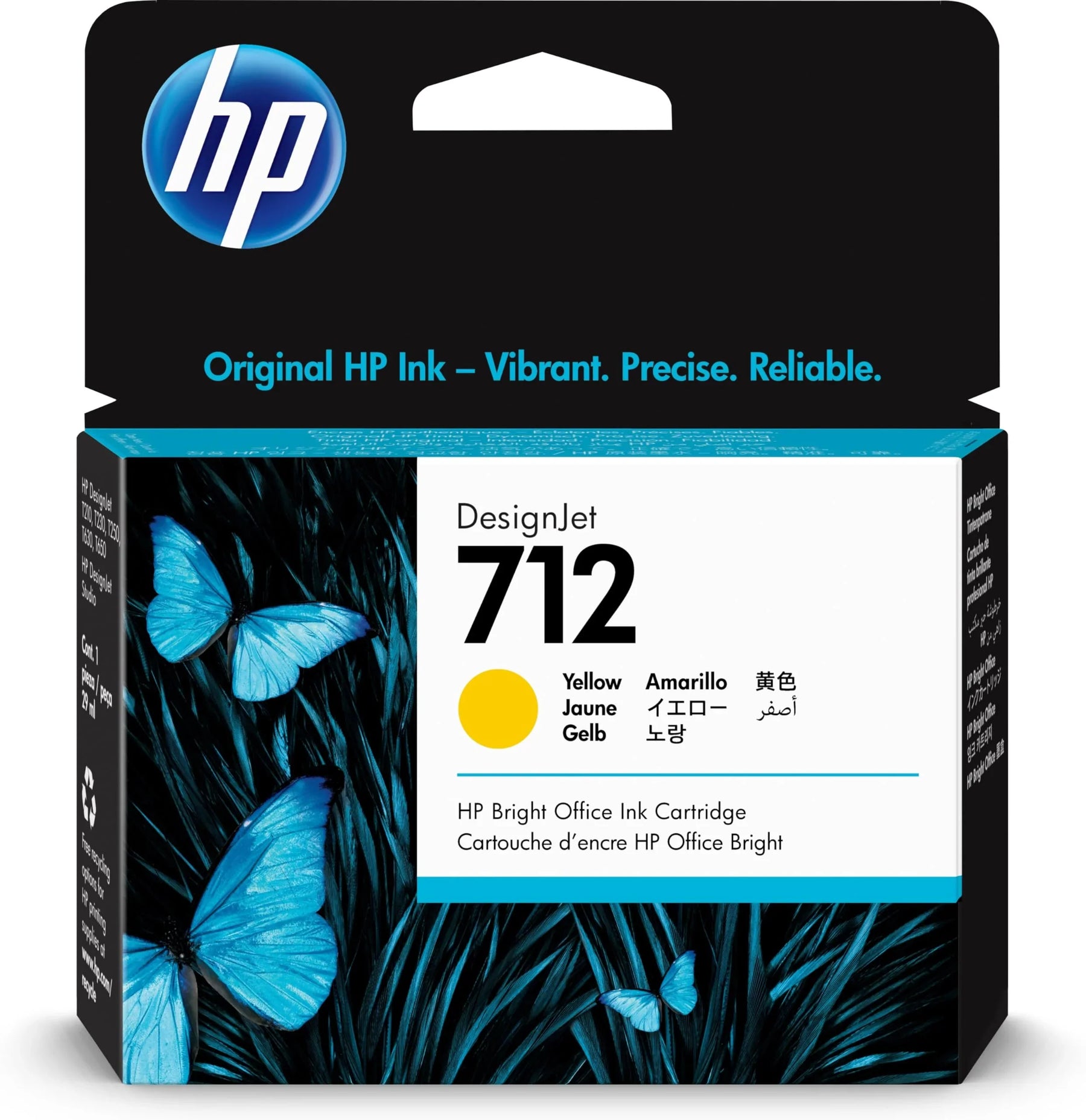 New, Pre-Owned - HP 712 29ml Yellow DesignJet Ink Cartridge, 3ED69A