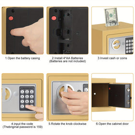 Compact Digital Safe Box – Keypad & Key Access