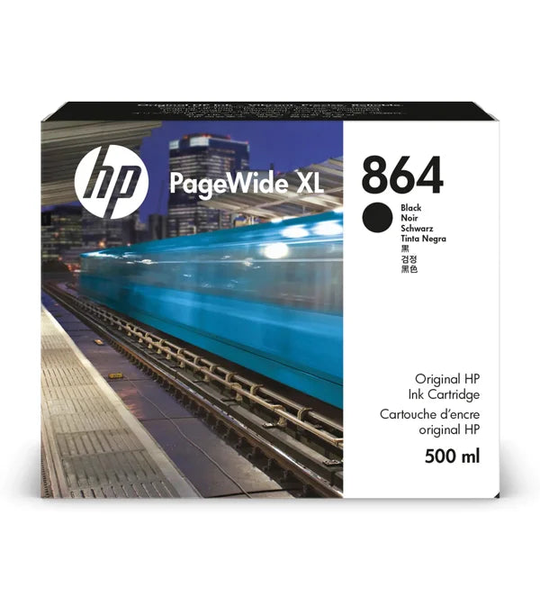 New, Pre-Owned - HP 864 500ml Black PageWide XL Ink Cartridge, 3ED86A