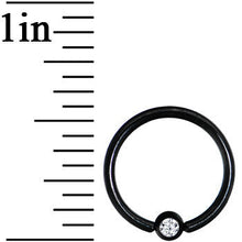 16G 3/8 Clear Crystal Black Titanium BCR Captive Ring