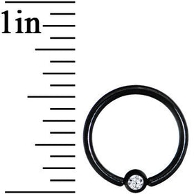 16G 3/8 Clear Crystal Black Titanium BCR Captive Ring