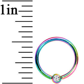 16G 3/8 Clear Crystal Rainbow Titanium BCR Captive Ring