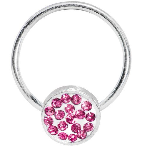 16G 5/8 Pink Gem Circle Crystal Ice Captive Ring