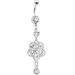 Crystalline Gem Floral Enchantment Dangle Belly Ring