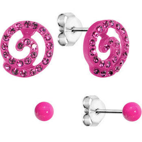 Pink Cosmic Swirl Stud Earring Set