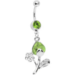 Peridot Gem Tulip Flower Belly Ring