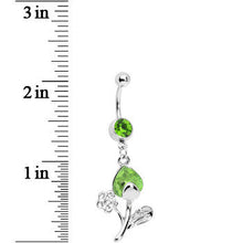 Peridot Gem Tulip Flower Belly Ring