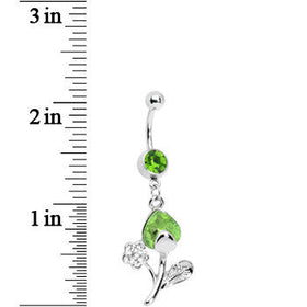 Peridot Gem Tulip Flower Belly Ring
