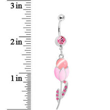 Pink Gem Tulip Globe Flower Belly Ring