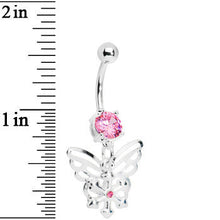Passion Pink Gem Encompass Butterfly Belly Ring
