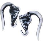 8G Antique White Acrylic Lucky Elephant Hanger Plug Set