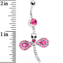 Pink Gem Fancy Wing Dragonfly Belly Ring